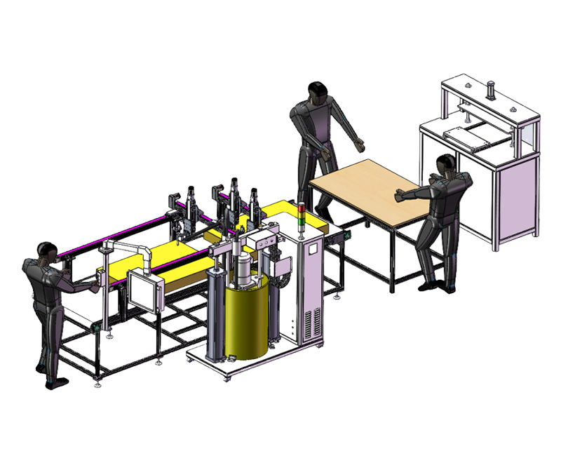 Assembly line glue spraying